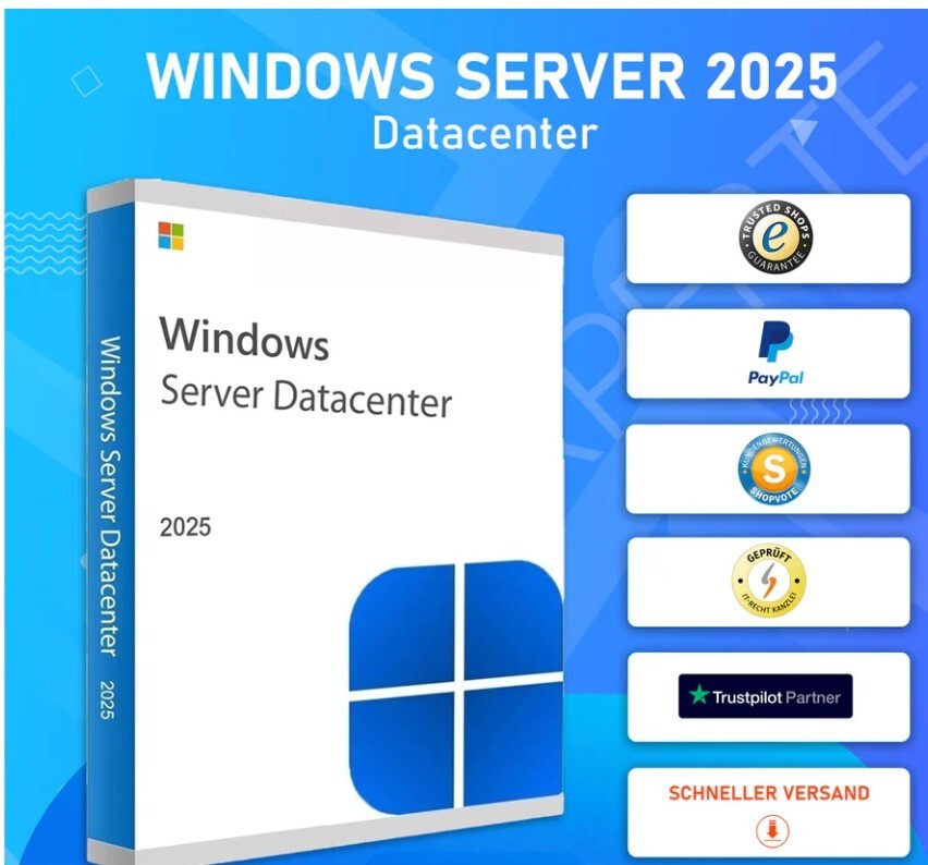 Microsoft Windows Server 2025 Datacenter |UVP 2,099.- € DVD Lizenzpaket  NEU DE| EN